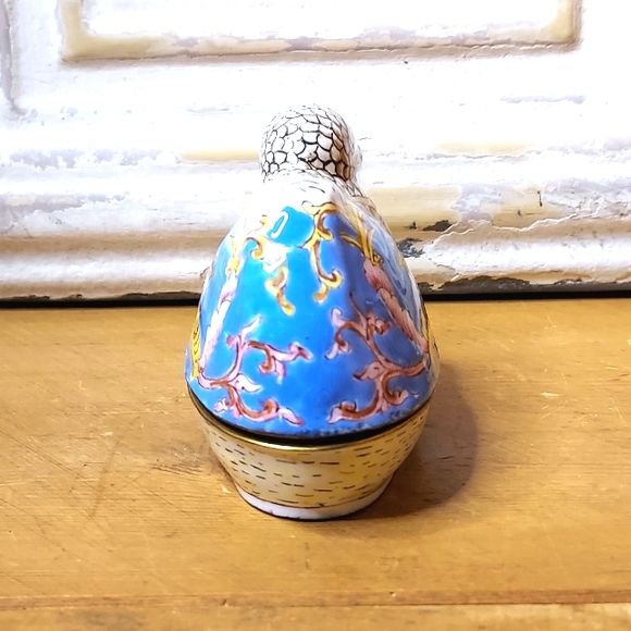 Handpainted Brass & Enamel Duck Trinket Box - Picture 4 of 7
